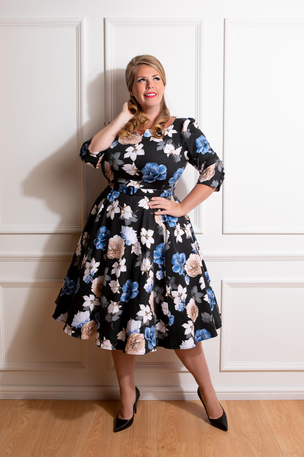 Midnight Garden Floral Tea Dress